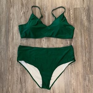 Women’s Green Two-Piece Swim Set - Classic High-Waist Bikini